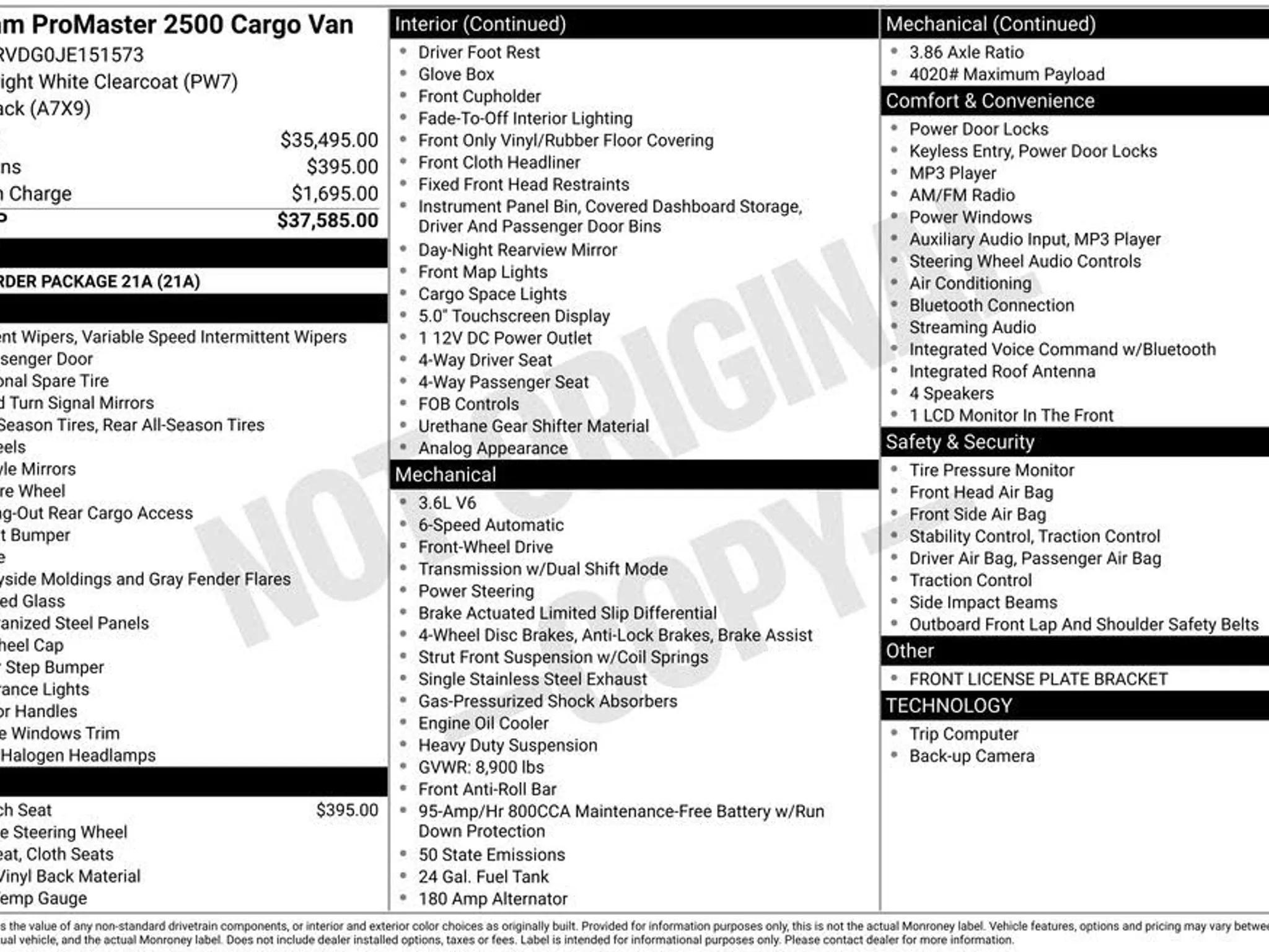 2018 RAM ProMaster 2500 2500 159 High Roof Cargo Van - Photo 2